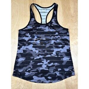 Zyia Active Black Gray Camo Tank Size Small Shear Stripes